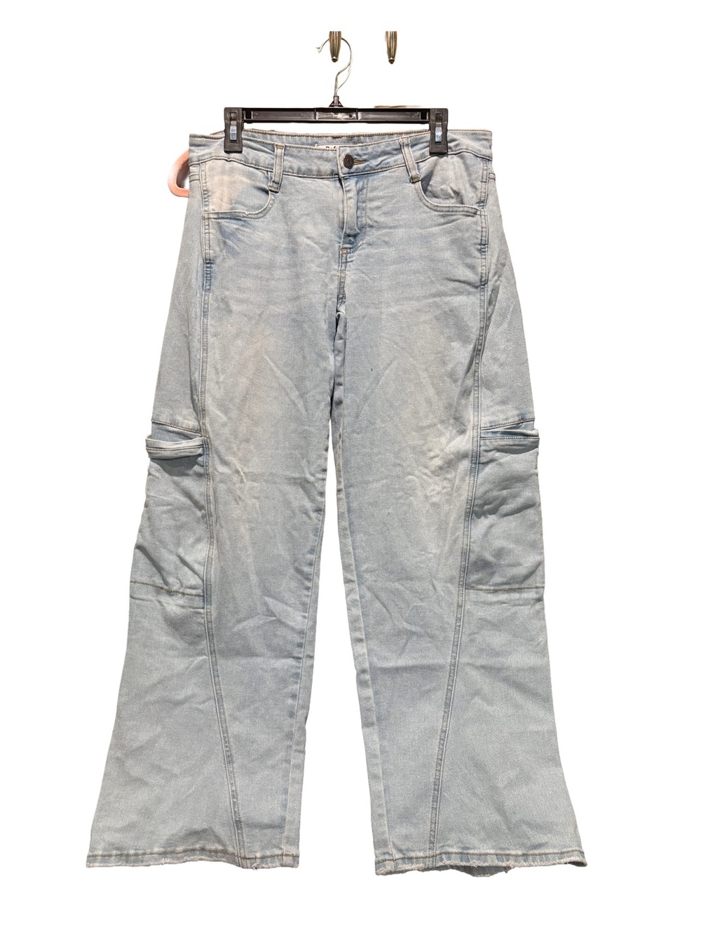 Light Blue Junior Girl/Womens Jeans - Low Waisted Straight Fit Cargo